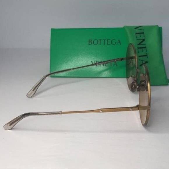Authentic New BOTTEGA VENETA Satinized metal over round sunglasses - Picture 7 of 11